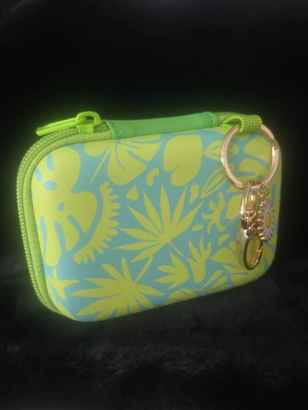 Floral Pattern Hard Shell Keychain